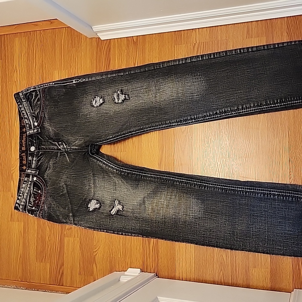 Rock Revival Black Jeans, Open Ripped